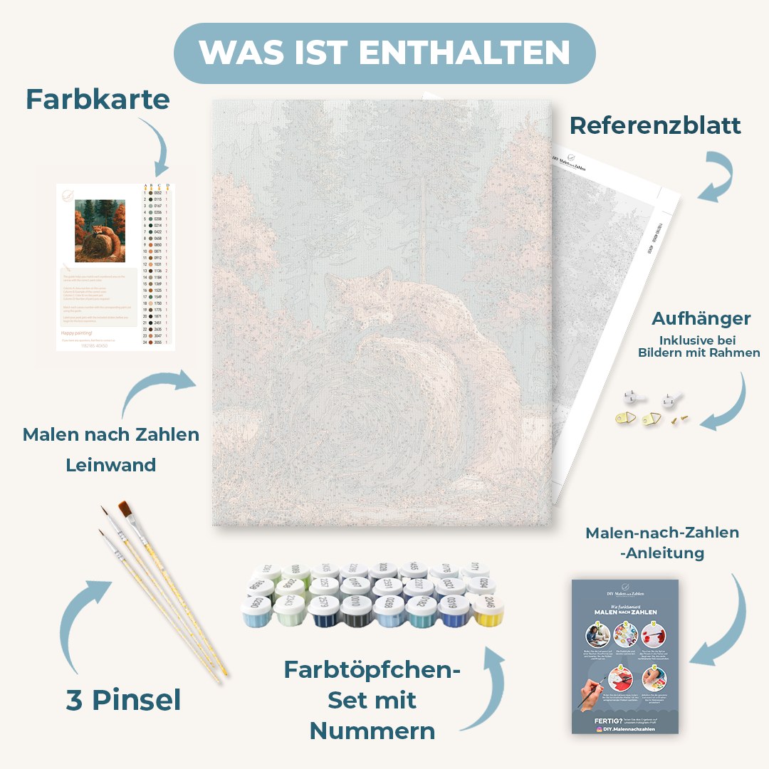 Malen nach Zahlen - Fuchs im blauen Wald