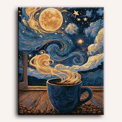 Malen nach Zahlen - Sternennacht in der Tasse