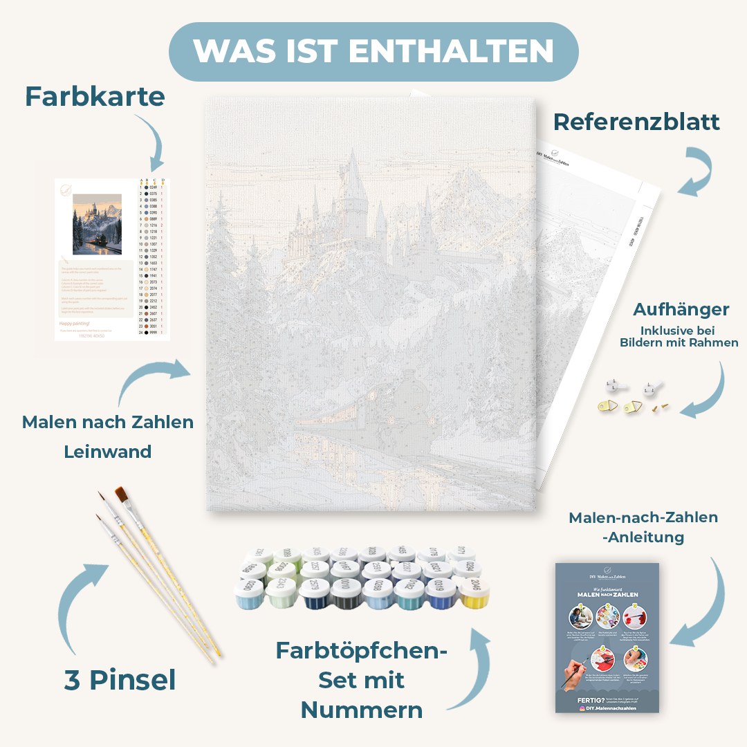 Malen nach Zahlen - Schloss in goldener Dämmerung