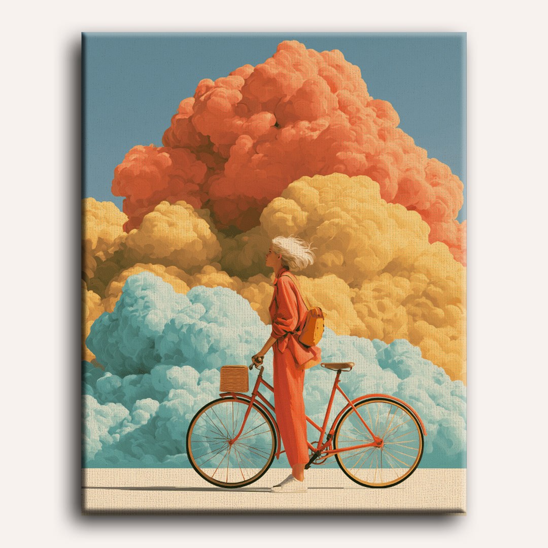 Malen nach Zahlen - Mit dem Fahrrad durch die Wolken