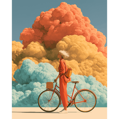 Malen nach Zahlen - Mit dem Fahrrad durch die Wolken