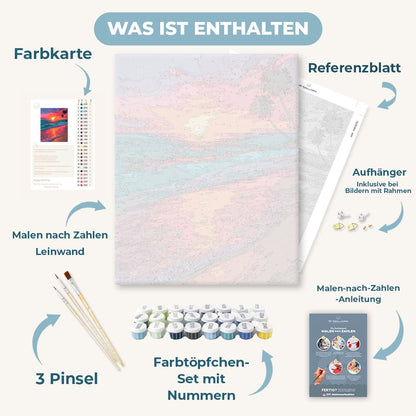 Malen nach Zahlen - Palmen bei Sonnenuntergang