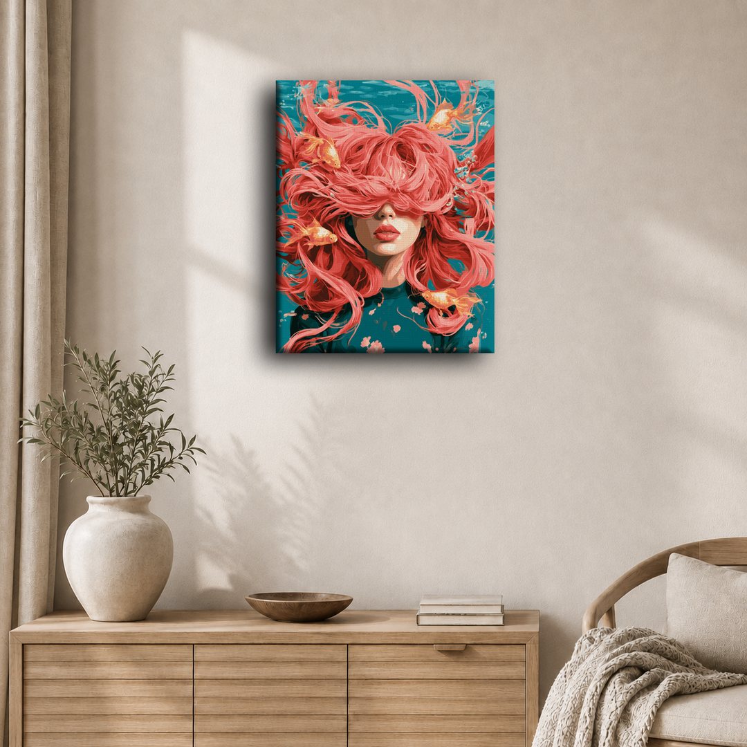 Malen nach Zahlen - Rosa Haar, goldene Flossen