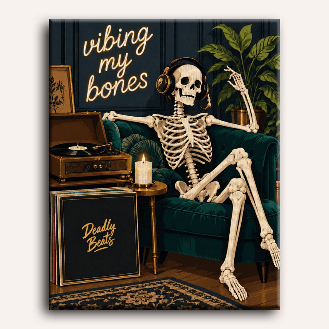 Malen nach Zahlen - Skelett im Vinyl-Groove