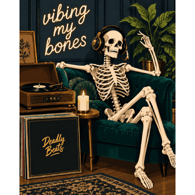 Malen nach Zahlen - Skelett im Vinyl-Groove