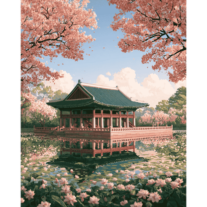 Malen nach Zahlen - Kirschblüten-Pavillon