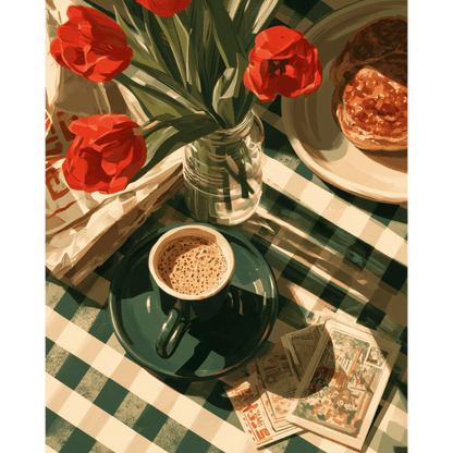 Malen nach Zahlen - Tulpen & Morgenkaffee