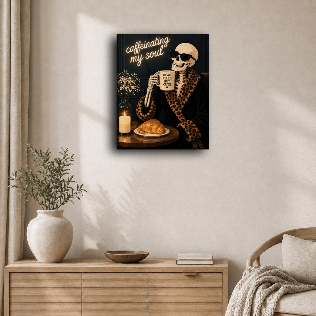 Malen nach Zahlen - Kaffeeritual des Skeletts