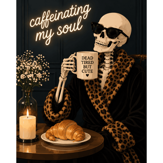 Malen nach Zahlen - Kaffeeritual des Skeletts