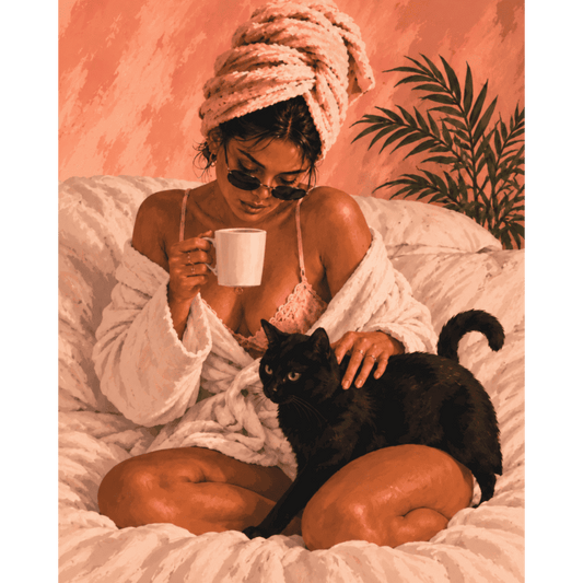 Malen nach Zahlen - Morgenkaffee & eine Katze