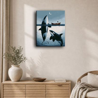 Malen nach Zahlen - Orcas im Mondlicht