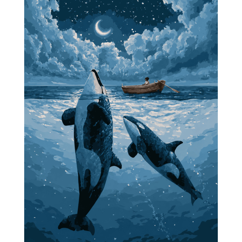 Malen nach Zahlen - Rudern zwischen Orcas