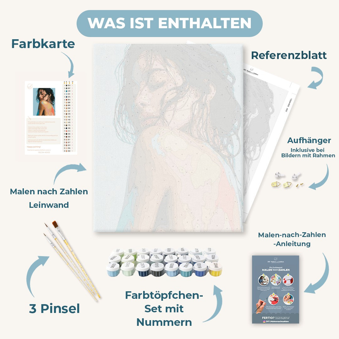 Malen nach Zahlen - Bemalte Schulter, stiller Blick