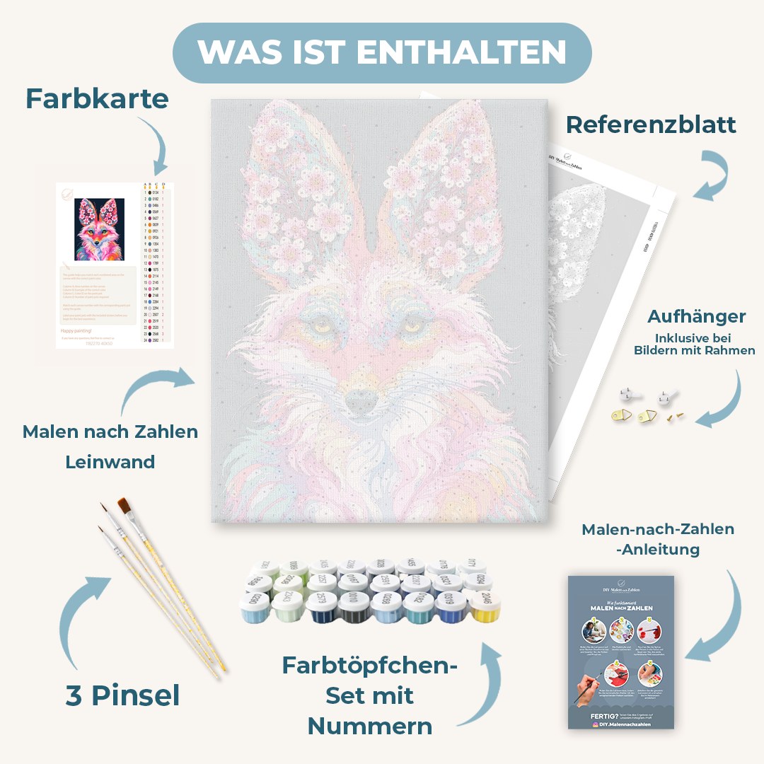 Malen nach Zahlen - Fuchs mit Sakura-Ohren