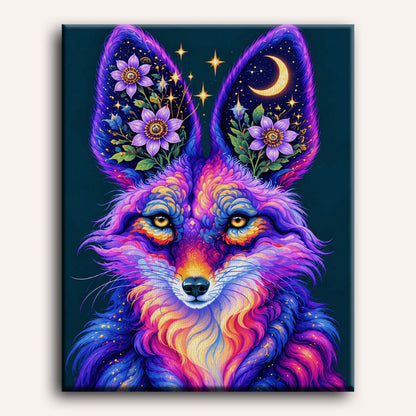 Malen nach Zahlen - Violetter Fuchs im Mondlicht