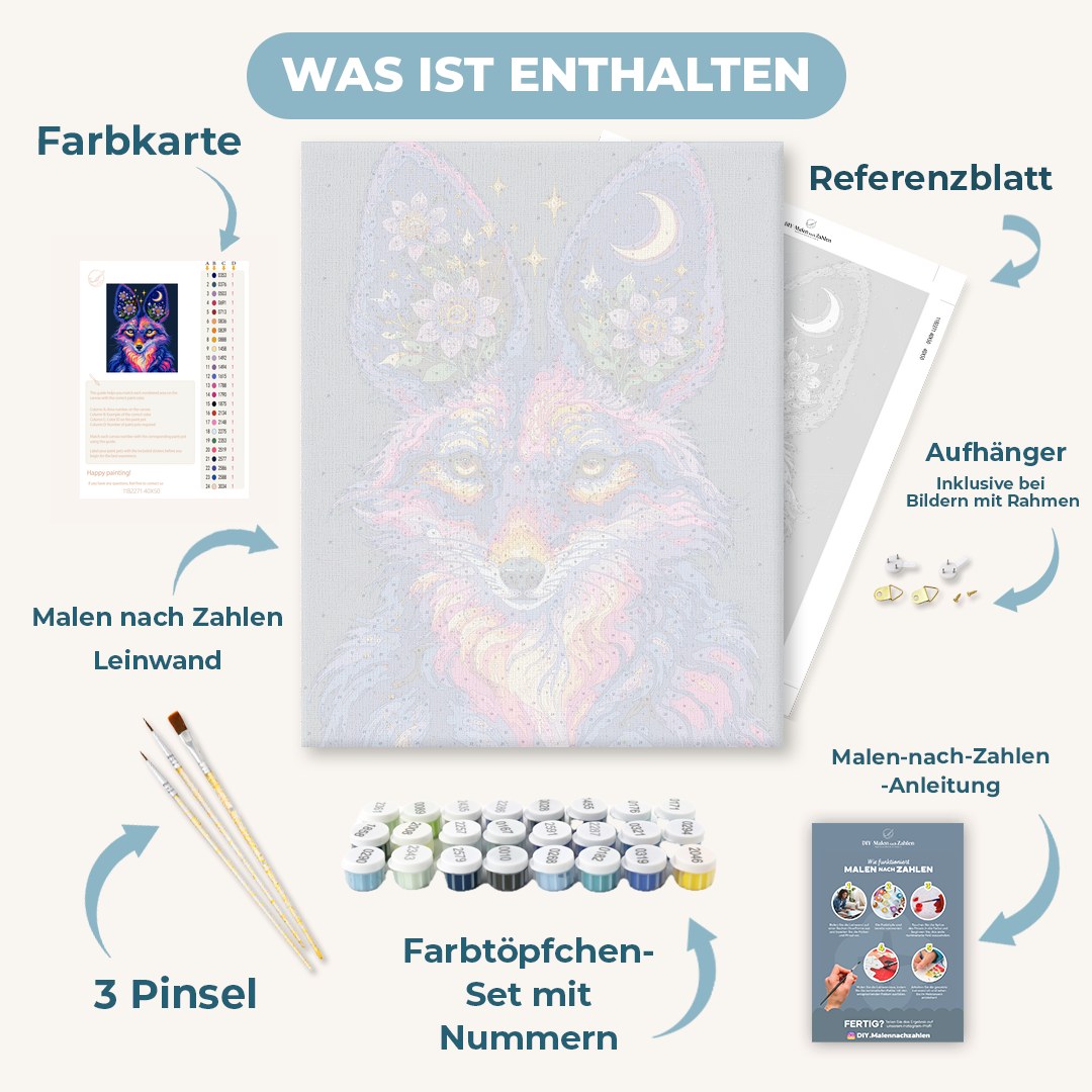 Malen nach Zahlen - Violetter Fuchs im Mondlicht