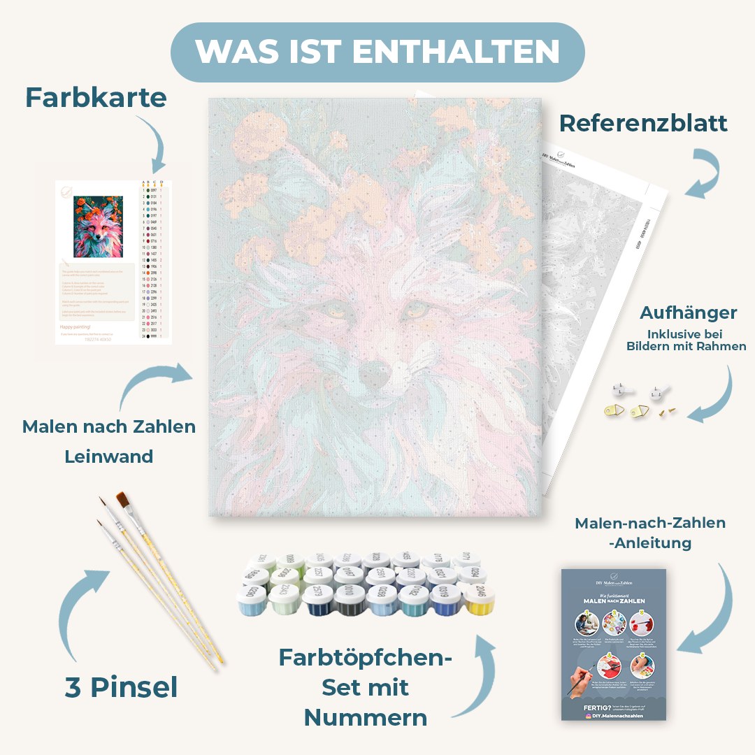 Malen nach Zahlen - Fuchs mit Ringelblumenkrone