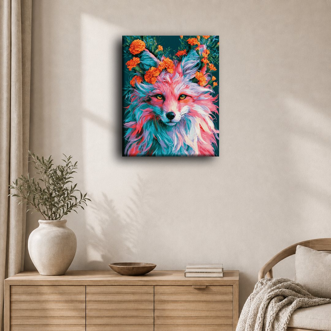 Malen nach Zahlen - Fuchs mit Ringelblumenkrone