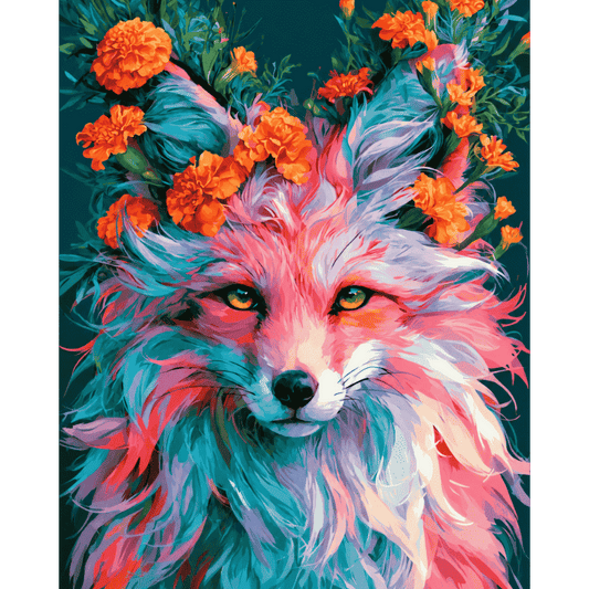 Malen nach Zahlen - Fuchs mit Ringelblumenkrone