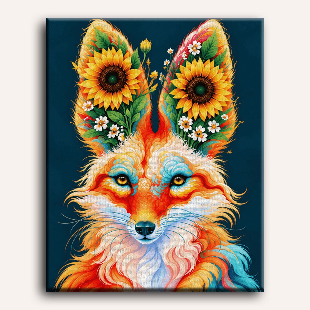 Malen nach Zahlen - Fuchs mit Sonnenblumenkrone
