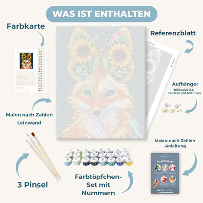 Malen nach Zahlen - Fuchs mit Sonnenblumenkrone