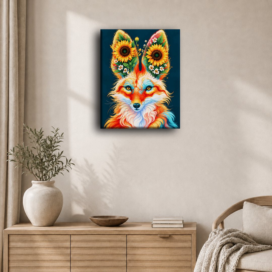 Malen nach Zahlen - Fuchs mit Sonnenblumenkrone