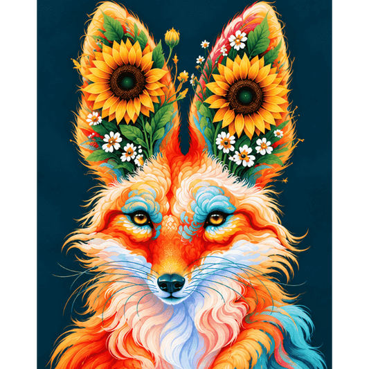 Malen nach Zahlen - Fuchs mit Sonnenblumenkrone