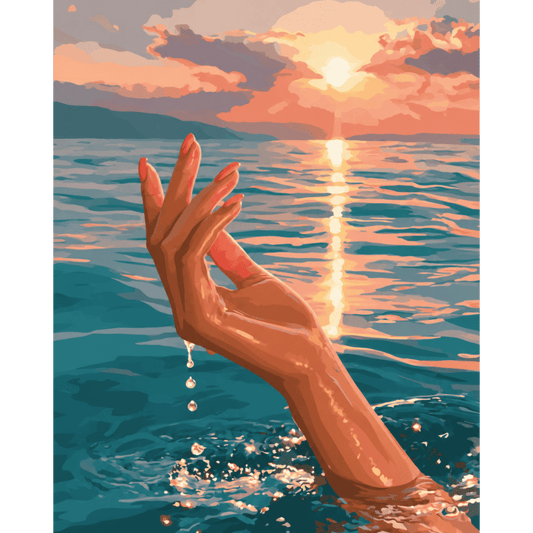 Malen nach Zahlen - Fingerspitzen im Sonnenuntergang