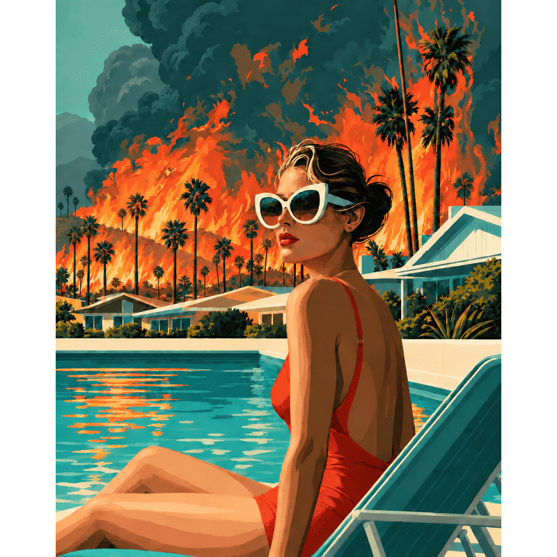 Malen nach Zahlen - Am Pool, Hügel in Flammen