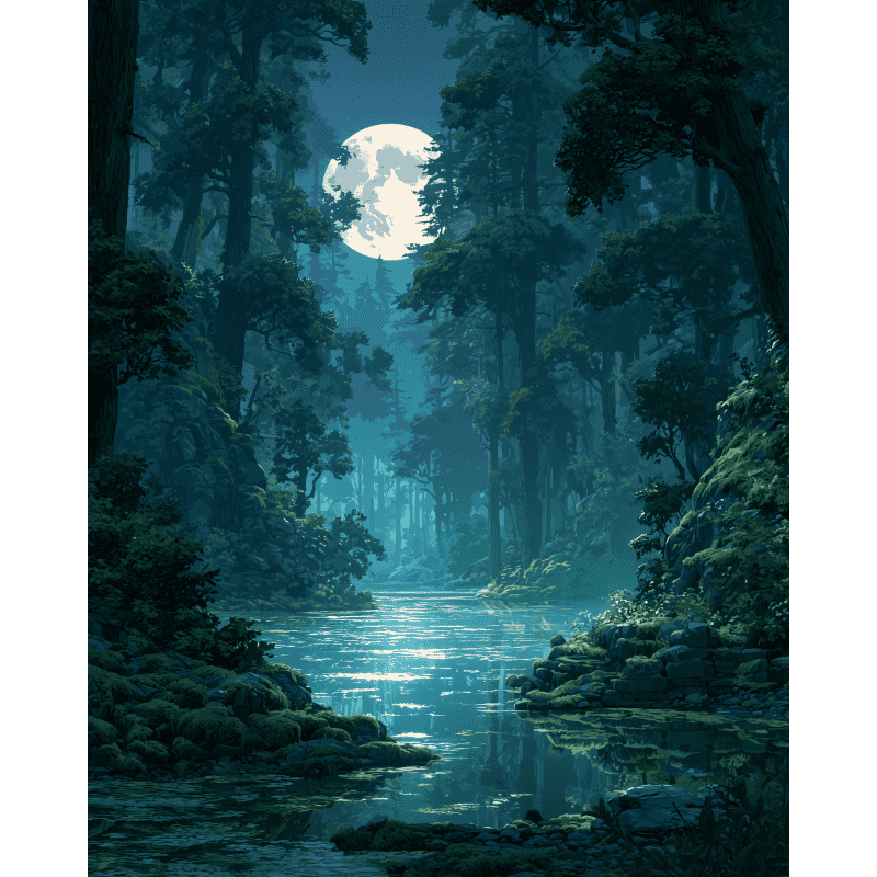Malen nach Zahlen - Vollmond, türkise Lagune