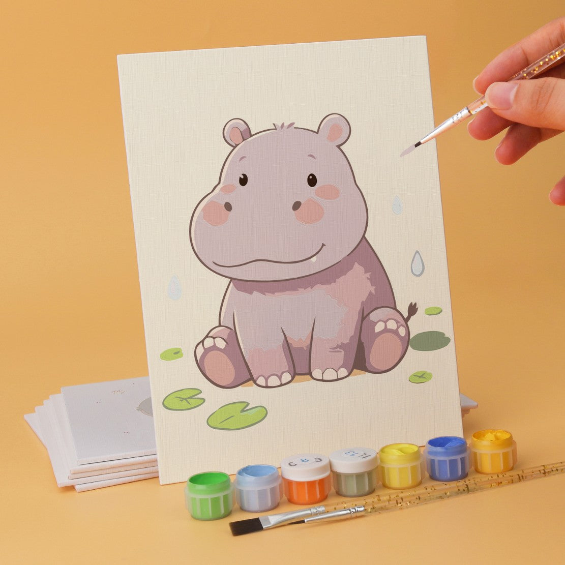 6 Mini-Gemälde auf Holzplatte – Kleine Tierfreunde Set