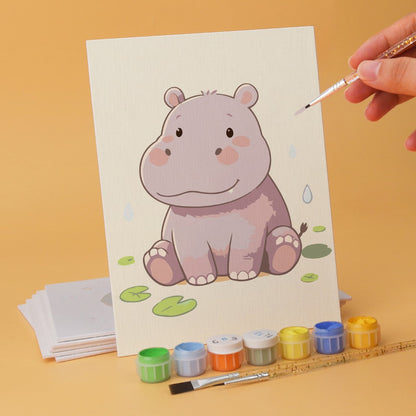 6 Mini-Gemälde auf Holzplatte – Kleine Tierfreunde Set
