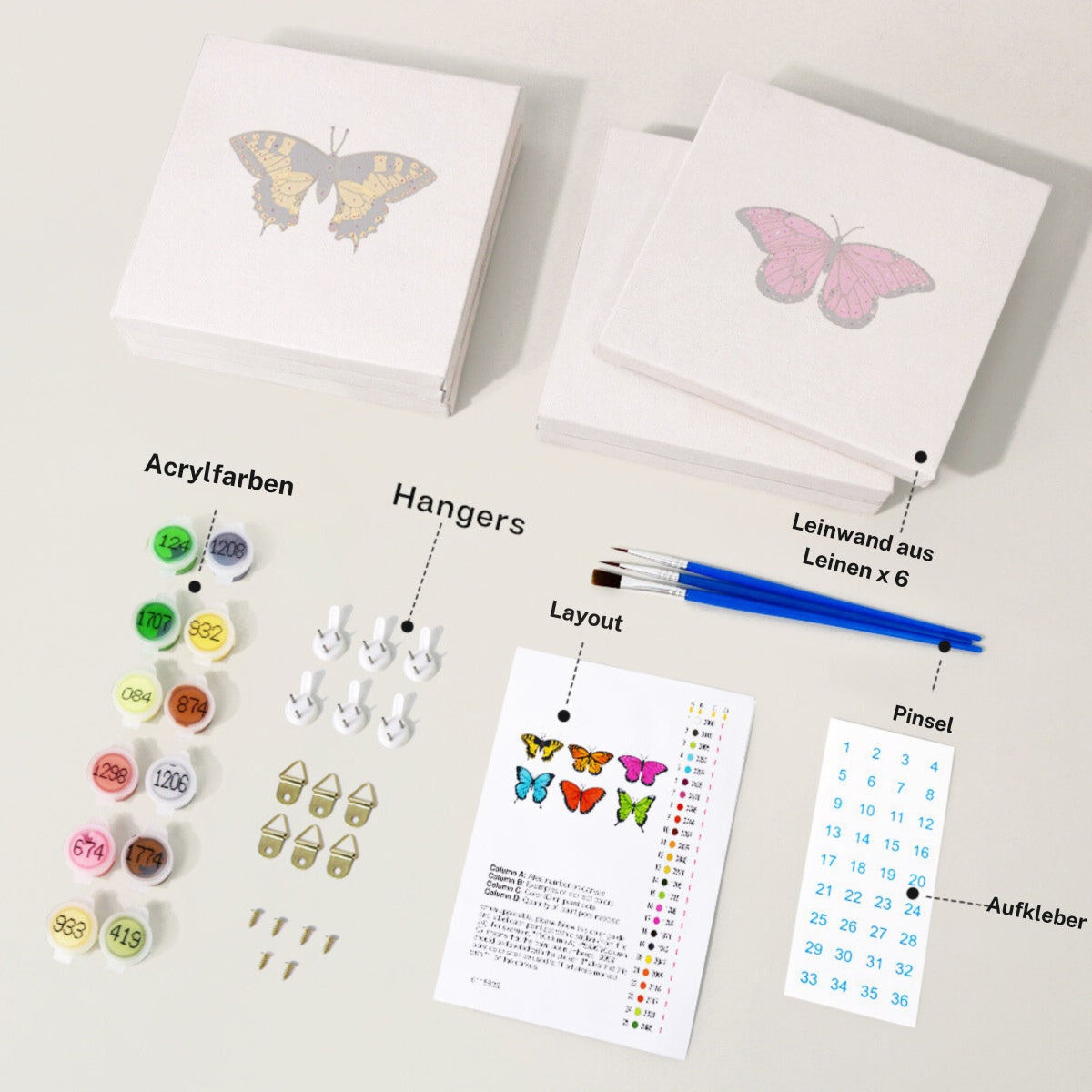 Shukqueen Malen Nach Zahlen – Ölgemälde-Set Für Erwachsene, Kinder & Anfänger – Motiv: Mädchen Mit Schmetterling – Auf 40,6 X 50,8 Cm Leinwand – Inkl. Pinsel & Acrylfarben – Perfektes Geschenk