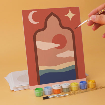 6 Mini-Gemälde auf Holzplatte – Wüstentüren Set