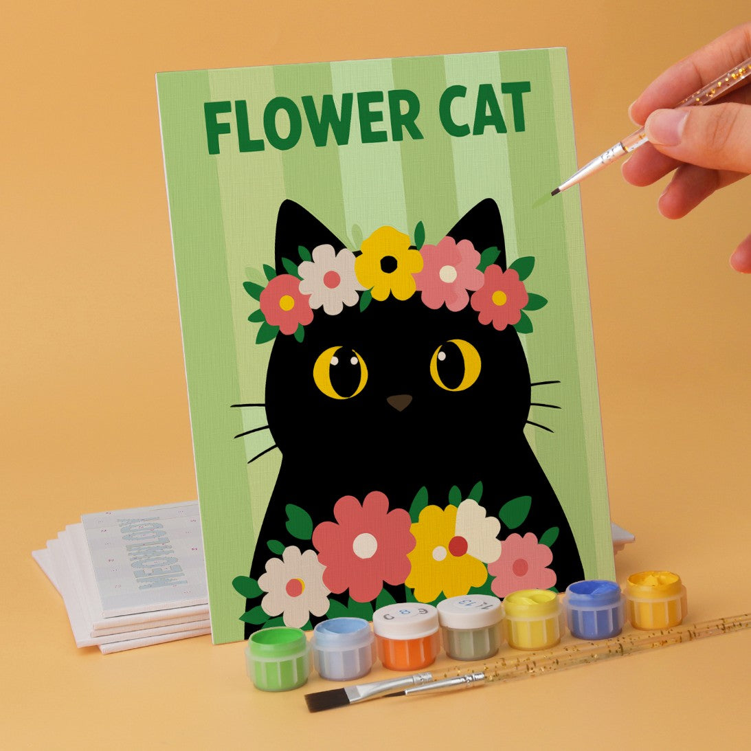 6 Mini-Gemälde auf Holzplatte – Katze für alle Fälle Set