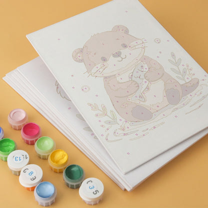 6 Mini-Gemälde auf Holzplatte – Kleine Tierfreunde Set