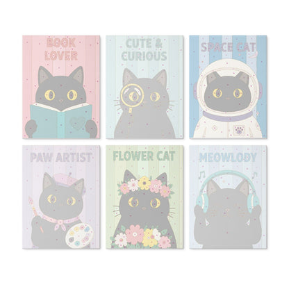 6 Mini-Gemälde auf Holzplatte – Katze für alle Fälle Set