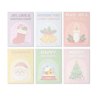 6 Mini-Gemälde auf Holzplatte – Weihnachtsgrüße Set