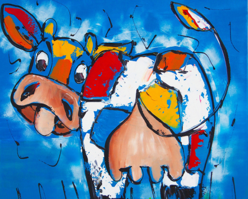 Fröhliche Malerei - Glückliche Kuh