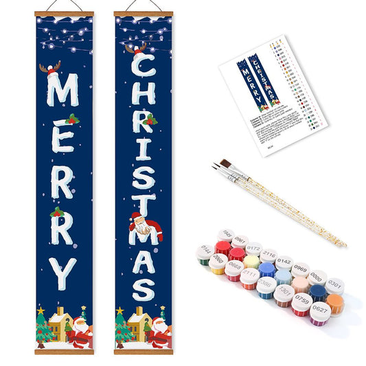 Malen-nach-Zahlen Türpaneele – Merry Christmas Set-Malen nach zahlen