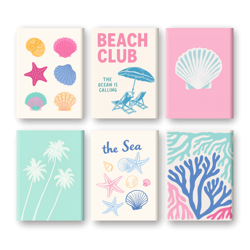 Malen nach Zahlen - Malen nach Zahlen – 6 Mini-Gemälde | Beach Club-Set