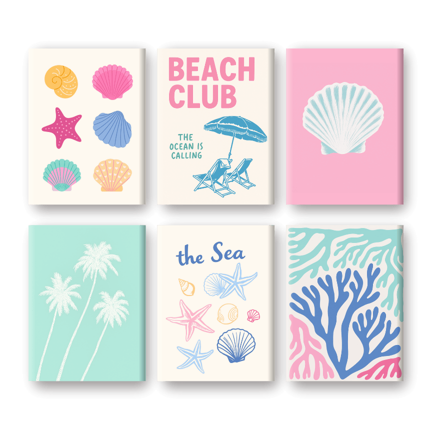 Malen nach Zahlen   Malen nach Zahlen – 6 Mini Gemälde | Beach Club Set