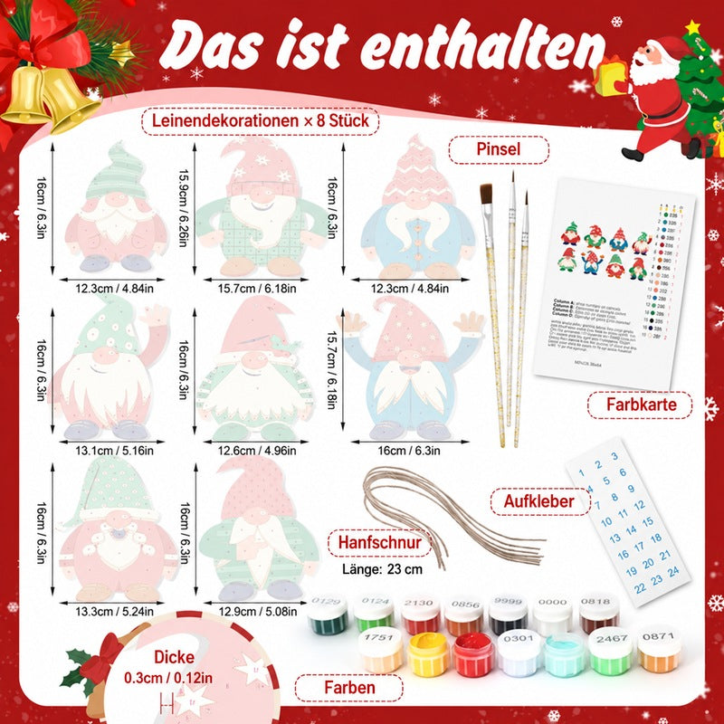8 XL Weihnachtsanhängern | Fröhliches Weihnachtswichtel-Set