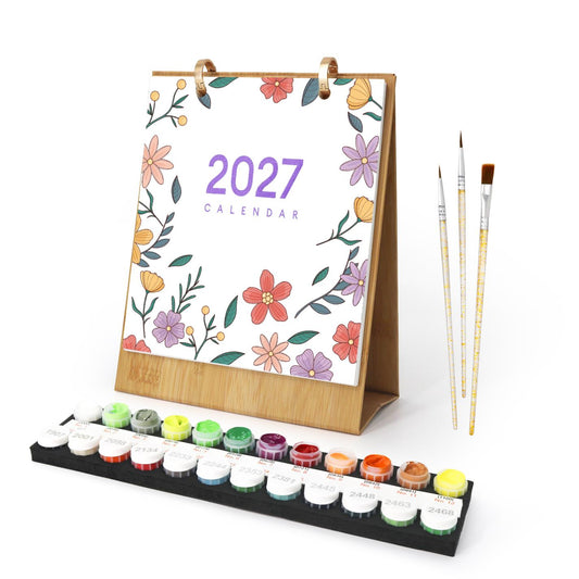 2027 Malen nach Zahlen Tischkalender | Blumen-Edition - Malen nach Zahlen