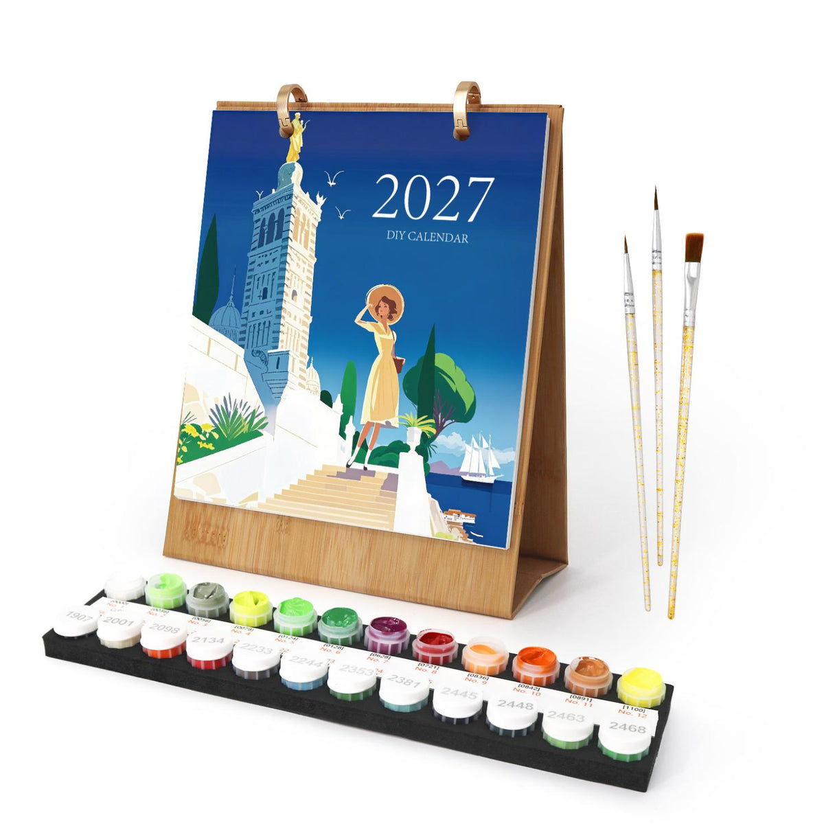 2027 Malen nach Zahlen Tischkalender | Weltreise-Edition - Malen nach Zahlen