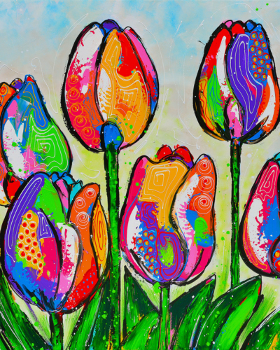 Fröhliche Malerei - Tulpen