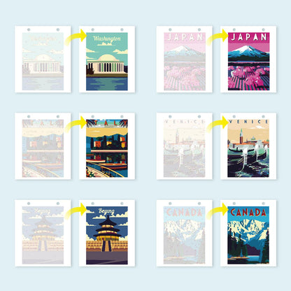 2027 Malen nach Zahlen Tischkalender | Weltreise-Edition