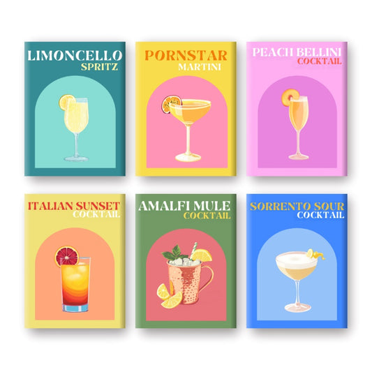 Malen nach Zahlen - Malen nach Zahlen – 6 Mini-Gemälde | Italienischer Sommer Cocktail-Set