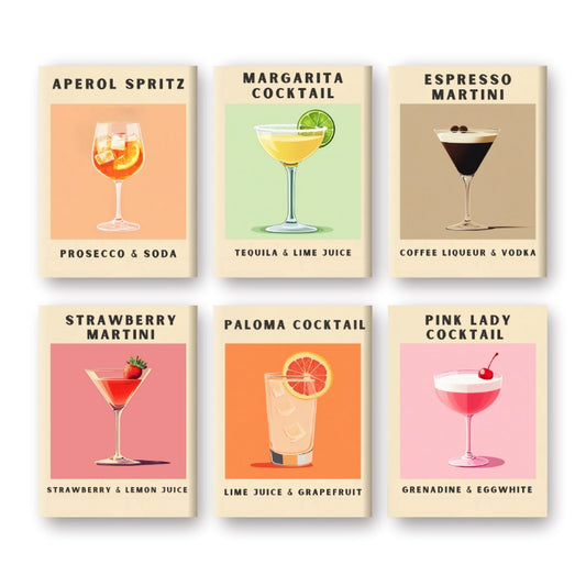 Malen nach Zahlen - Malen nach Zahlen – 6 Mini-Gemälde | Cocktail Poster-Set