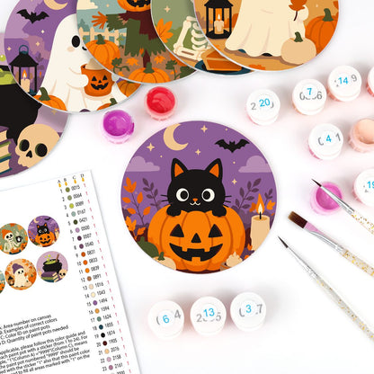 Malen nach Zahlen Untersetzer-Set – Halloween